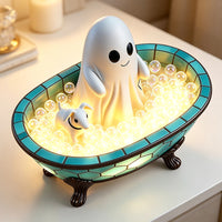 Creative Resin Ghost Bathtub Ornament Halloween Tabletop Decor Night Light