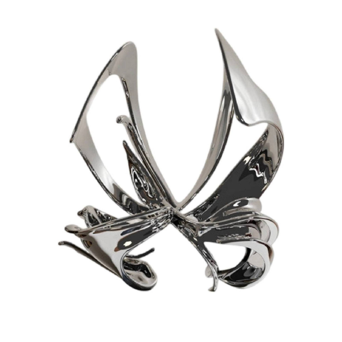 Butterfly Sculpture Silver Alloy Art Piece Decor Reflective Figurine for Homeowners, Living Room