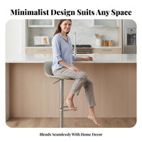Modern Minimalist Design Adjustable rotating Stool with supportrest Integrated Footrest Adjustable Pedestal Stool with Low supportrest Wide Stable Base Counter Chair Padded Seat for home residents, Adults, Home Bar, Kitchen Island, Pub, Dining Room