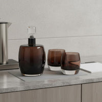 3 Pieces Amber Glass Decanter Set Upscale Decorative Home Decor for Living Room