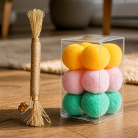 Silent Macaron Plush Cat Toy Balls for Kittens, Self-Amusement Pet Play Set