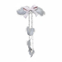Handmade Feather Hairpin, Bowknot, Long Ribbon, Traditional Chinese Dress Vintage, Romantic Vintage Design