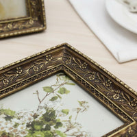 Light Luxury Ornate Resin Frame Retro Design Gold Resin Frame Decorative for Desk