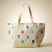 Travel Bag and Insulated Tote Bag for Food, Oxford Cloth Cool Bag with Shoulder Bag Strap, Unique Number Print Foldable Bag, 10L Grocery Bag