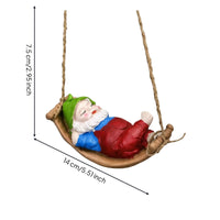 Gnome on Swing Compact Gnome Figurine on Swing Garden Dwarf Figurine Charming Cute for Gardeners, Patio, Porch