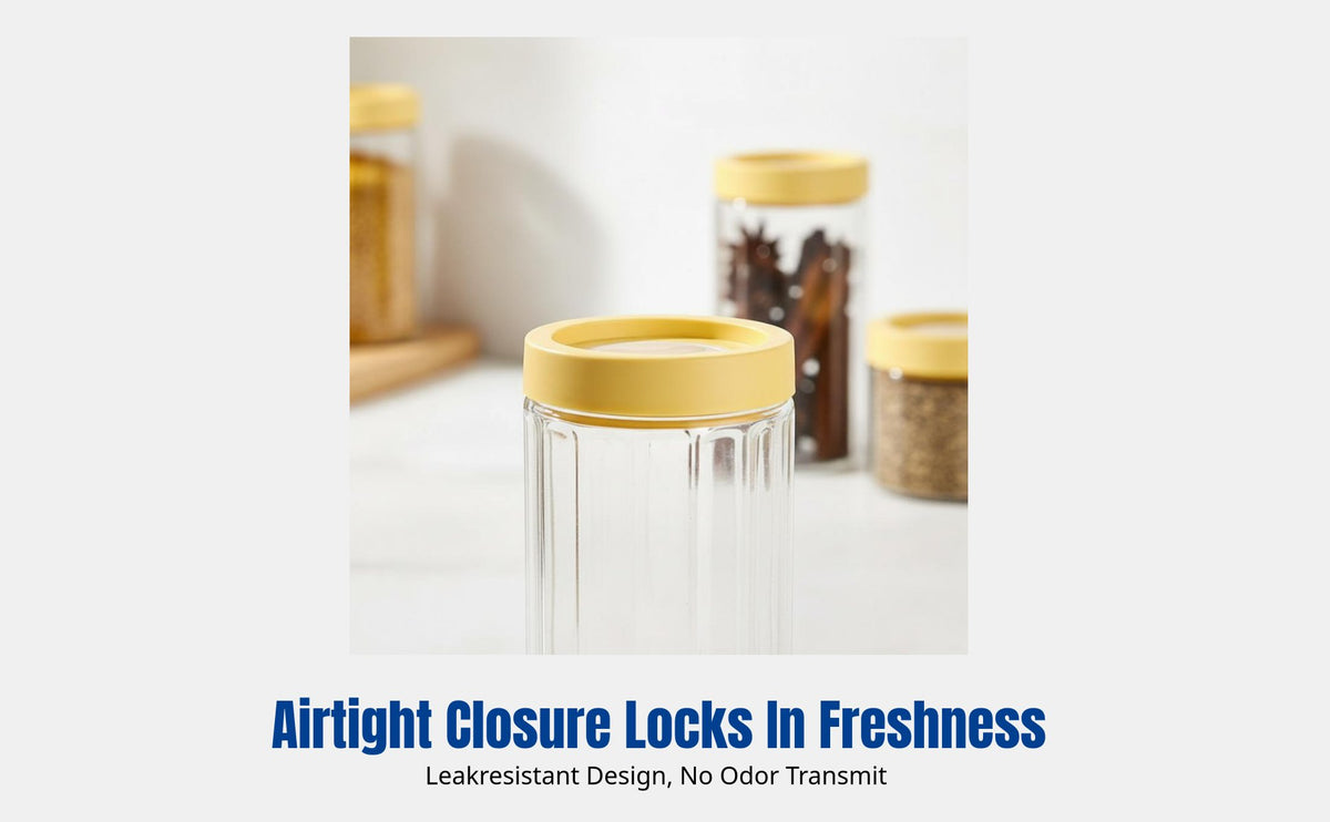 Glass Airtight Storage Jar, Food Grade Moisture-Resistant Container, Kitchen Spice Organizer, Stackable Transparent