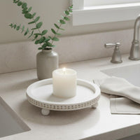 Wood Candle Holder Tray Round Candle Tray Minimalist Design for Living Room, Dresser