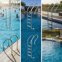 Stainless Steel Pool Ladder Embed Ladder with Anti-Slip Steps Fasten-On