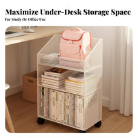 Space Saving Mobile School Bag Rack Large Capacity Under Desk Storage Cart Strong Load Bearing Rolling Book Cart Lockable Casters for Students, Kids, Dorm Room, Classroom