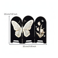 Freestanding Tabletop Screen with Arched Tops Textured Decorative Screen with Floral Relief for Console Table