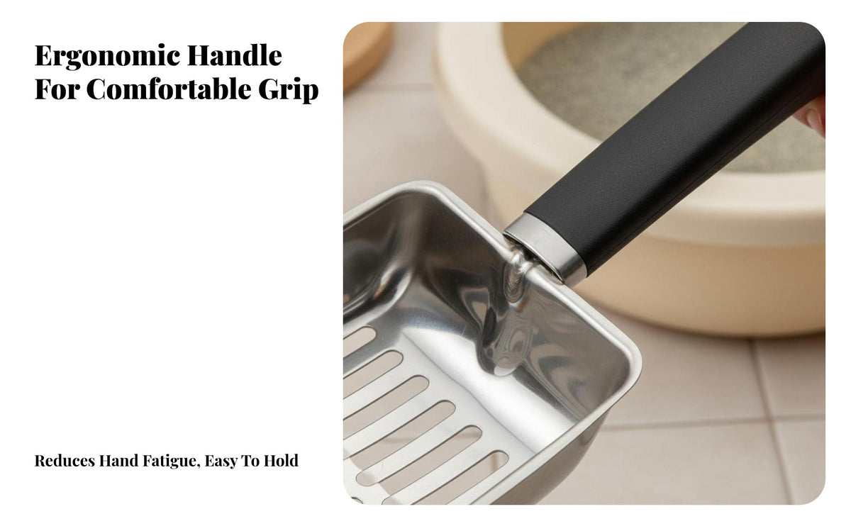 Cat Waste Sifter Easy to Clean Stainless Steel Waste Scooper Rust-Resistant Metal Litter Sifter