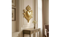 Resin Sacred Heart Wall Decoration Metallic-Looking Finish Sacred Heart Wall Plaque Raised Detailing for Catholics, Home Altar