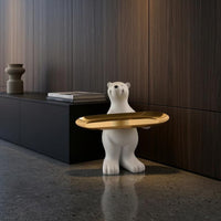 Matte White Arctic Bear Figurine Tray Small Item Holder Bear Figurine Tray Decorative