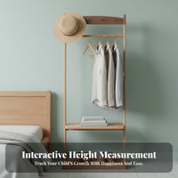 Child-Friendly Design children's Clothes Rack Space Saving Child s' Coat Rack with Growth Chart Stable Base Clothing Organizer Easy Assembly for Toddlers, Parents, Educators, Bedroom, Entryway, Playroom, Classroom
