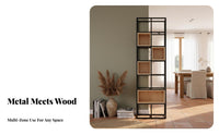 Urban design Freestanding lattice Shelf Multi-Functional Freestanding Slatted Shelving Rack Open Display Shelves Partition Screen Space-Saving for Small Business Owners, Interior Designers, Entrance Hall, Entryway, Restaurant, Studio Apartment
