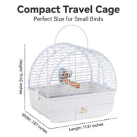 Bird Cage Travel Cage with Half Dome Shape, Portable Outdoor Cage for Small Birds, Parrot Carrier Bag with Pull Out Drawer and Single Perch
