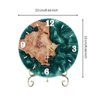 Analog Clock with Stand Marbled Bonded Resin and Lumber Clock Decorative for Living Room, Office