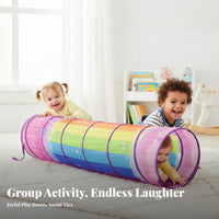 Violet Trim Cylindrical Crawl Tunnel Support Rings Rainbow Mesh Tunnel