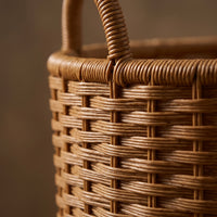 Woven Basket Rattan-Style Laundry Hamper with Handles Open-Top Woven Container Basket for Students, Bedroom, Washroom, Dorm Room