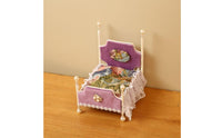 1:12 Scale Dollhouse bed Decorative 1:12 Scale Doll  Lavender Velvet Look Mini Princess Bed for Model Scene