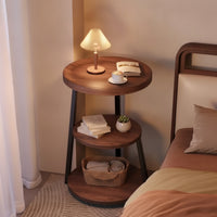 Three-Tier Side Table Open-Frame Side Table with Storage Shelves Compact Nightstand for Bedroom, Living Room