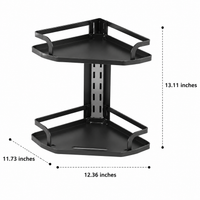 Wall-Mounted Corner Pot Rack, 2-Tier Carbon Steel Multi Tier Pot Rack, Adjustable Pot Organiser for Kitchen Storage, 32.8cm Width