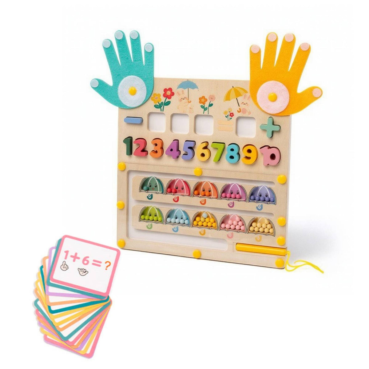 Educational Math Board with Clock Interactive Number Board with Counters Preschool Teaching Clock Hands-on for Preschoolers, Homeschool