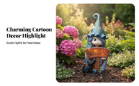 Weather Resistant Solar Witch Garden Light Weatherproof Cartoon Witch Figurine LED Lights for Gift Givers, Gardeners, Balcony, Lawn, Walkway