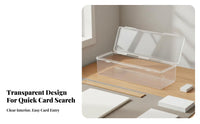Card Storage Box Dustproof Clear Card Box Adjustable Dividers Small Item Container for Children, Students, Home Organization, Bedroom, Desktop