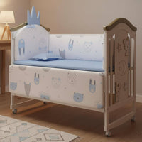 Solid Wood Extendable Toddler Bed Multifunctional Convertible Baby Crib With Wheels Wooden Infant Cradle Adjustable Height for Newborns, Infants, Toddlers, Bedroom