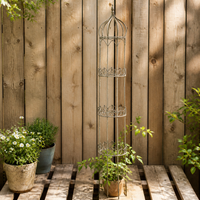 Garden Obelisk Trellis, Metal Plant Stand 81-110cm, Rust Brown Flower Stand for Climbing Plants, Weatherproof