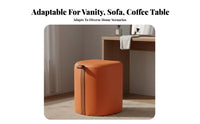 Upholstered Pouf with Handle Space-Saving Vanity Seat Minimalist Profile Household Furniture for Women, Adults, Dressing Area, Dorm Room, Entryway