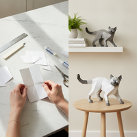 DIY 3D Cat Paper Sculpture Model Craft Kit