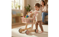 Shopping Cart Pusher Stable Frame Push Cart Pusher Pink for Children