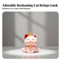 Lucky Cat Figurine Creative Gift Welcoming Feline Statue Auspicious Miniature Kitten Figure for Drivers, Collectors, Home Desktop, Cake Topper