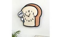 Silent Bread Slice Clock Cream Face Bread-Shaped Wall Clock Black Outline Home Decor Arabic Numerals
