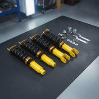 Adjustable Height Coilover Kit Lowering Coilover Shock Absorber Threaded Chassis Struts with Coil Springs Complete for Drivers, Street Builds, Track Days