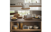 Stainless Steel Butter Dish Compact Butter Dish with Bamboo Tray Easy Clean Cheese Keeper Smooth for Countertop