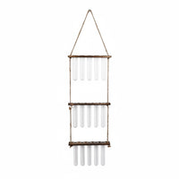 Decorative Hydroponic Wall Planter Natural Wood Wooden Frame Glass Planter Minimalist Design Hanging Test Tube Vase Sturdy Construction