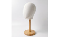Hat Display Model Head with Wood Stand Cloth-Covered Hat Display Stand with Wooden Base Detachable Mannequin Head for Boutiques, Milliners