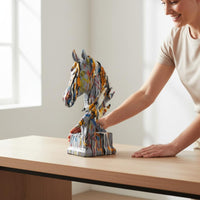Paint-Splatter Horse Sculpture Artistic Modern Equine Figurine Luxury Look for Entryway, TV Cabinet