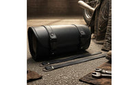 Waterproof Motorcycle Hanging Bag Leather-Look Roll-Top Motorcycle Bag No-Hole Mount Buckle Straps