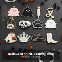 Alloy Flow Oil Trinket Long-Lasting Metal Halloween Trinket Gothic Skull Charms Detailed Design Halloween Craft Charms