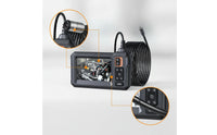8mm Endoscope Camera with Hard Cable Waterproof Industrial Endoscope with Screen Portable Snake Scope Compact for Mechanics, Plumbers