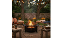 Round Fire Bowl Table Rust-Resistant Finish Log-Fueled Fire Bowl Table Easy Assembly for Backyard, Garden
