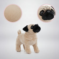 Pug Dog Stuffed Toy Standing Pug Stuffed Soft Cuddly for Children, Playroom, Bedroom