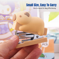Mini Stapler Set, Capybara Cartoon Figure, Cute Student Office Stationery, Random