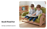 Educational Type Two-Seater Reading Couch Soft and Comfy kids' Sofa Skin-Friendly Upholstery children's Furniture Washable Cover for Toddlers, Parents, Educators, Kindergartens, Daycares, Nurseries, Playrooms