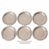 6 Pieces Coaster with Raised boarder Polished Metal Cup Tray Heat Resistant Coasters for Tabletop, Dining Beverage Presentation, Home Entertaining