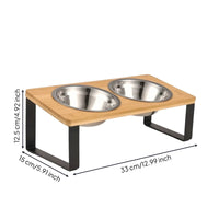 Elevated Pet Feeder with Stainless Steel Bowls Compact Bowl Stand with Stainless Steel Bowls Sturdy Double Diner for Young Dogs, Indoor